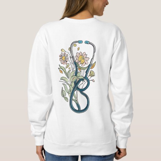 Bloemige Stethoscoop Sweatshirt (Achterkant)