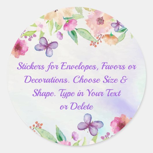 , bloemige Stickers, gepersonaliseerd elke gelegen Ronde Sticker (Voorkant)