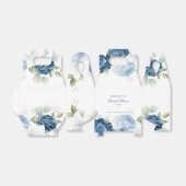 Bloemige Stof Blauw Aquarel Bruidsdouche Bedankdoosjes (Uitgevouwen)