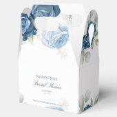 Bloemige Stof Blauw Aquarel Bruidsdouche Bedankdoosjes (Geopend)