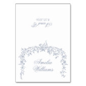 Bloemige Stof Blauw Boho Botanisch Uniek Trouwen Kaart (Voorkant)