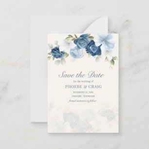 Bloemige Stof Blauw Eucalyptus Bladeren Save the D Notitiekaartje