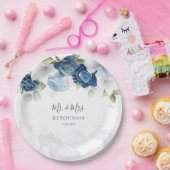 Bloemige Stof Blauw Groene Huwelijksreceptie Papieren Bordje (Feest)