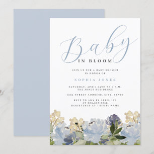 Bloemige Stof Blauw Jongens Baby in Bloom Baby Sho Kaart