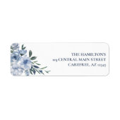 Bloemige Stof Blauw Retouradres Etiket (Voorkant)