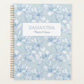 Bloemige Stof Blauwe Bloem Moderne Erebruidster Na Planner (Voorkant)