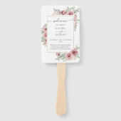 Bloemige Stof Rose Elegant Trouwprogramma Handwaaier (Voorkant)