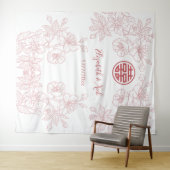 Bloemige Stof Roze Chinese Trouw Achtergrond Wandkleed (In Situ (horizontaal))