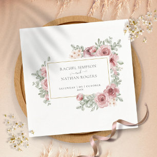 Bloemige Stof Roze Elegante Gouden Frame Servet