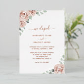 Bloemige Stof Roze Goud Elegante Trouwreceptie Folie Uitnodiging (Staand Voorkant)