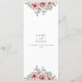 Bloemige Stof Roze Gouden Trouw Diner Menu (Achterkant)