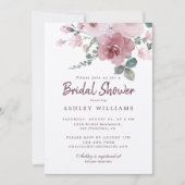 Bloemige Stof Roze Roos Burgundy Bruidsmeisjesfees Kaart (Voorkant)