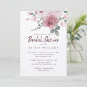 Bloemige Stof Roze Roos Burgundy Bruidsmeisjesfees Kaart (Staand voorkant)
