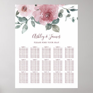 Bloemige Stof Roze Roos Huwelijkszitplaats Grafiek Poster