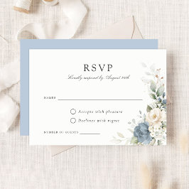 Bloemige Stofblauwe Groene Huwelijks-RSVP-Kaart Kaart