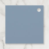 Bloemige Stofblauwe Trouwscript Elegant Minimaal Bedankjes Labels (Achterkant)