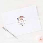 Bloemige stoffige roze bruiloftsdank je geschenk ronde sticker (Envelop)