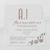 Bloemige stoffige roze trouw accommodatiekaart (Voorkant / Achterkant)