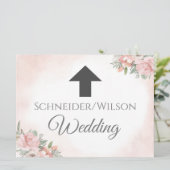 Bloemige strand uitnodiging met directionele pijl (Staand voorkant)