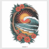 Bloemige strandliefhebber zonsondergang vakantiege sticker (Vel)