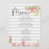 Bloemige Streep Bruiloft | Tuinfeest Thema Menu Kaart (Voorkant / Achterkant)