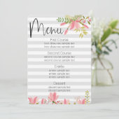 Bloemige Streep Bruiloft | Tuinfeest Thema Menu Kaart (Staand voorkant)