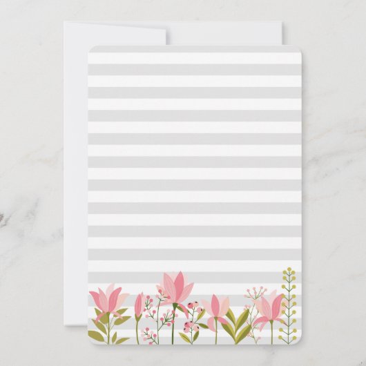 Bloemige Streep Bruiloft | Tuinfeest Thema Menu Kaart (Achterkant)