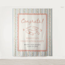 Bloemige Strepen Vintage Retro Afstudeer Congrats 
