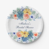 Bloemige Succulente Macaron Bruiloftsborrel Papieren Bordje (Voorkant)