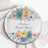 Bloemige Succulente Macaron Bruiloftsborrel Papieren Bordje