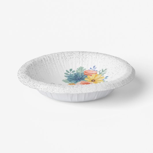 Bloemige Succulente Macaron Bruiloftsborrel Papieren Kommen (Gebogen)