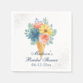 Bloemige Succulente Macaron Bruiloftsborrel Servet (Voorkant)