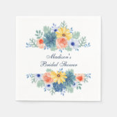 Bloemige Succulente Macaron Bruiloftsborrel Servet (Voorkant)