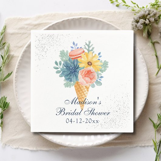 Bloemige Succulente Macaron Bruiloftsborrel Servet