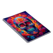 Bloemige Suiker Schedel Gelukkig Halloween Seizoen Notitieboek (Rechterzijde)