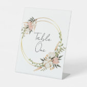 Bloemige tafel nummers reclamebord met voetstuk (Voorkant)