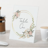 Bloemige tafel nummers reclamebord met voetstuk (Insitu)