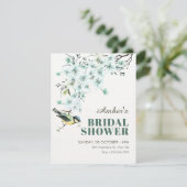 Bloemige tak vogel lente bruiloftsshower kaart (Staand voorkant)