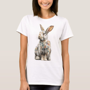 Bloemige Tatoeages Konijn Illustratie Vrouwen T-shirt