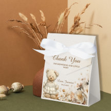 Bloemige teddybeer babyshower cadeauverpakking