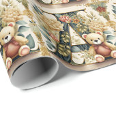 Bloemige teddybeer letter A Cadeaupapier (Rol Hoek)