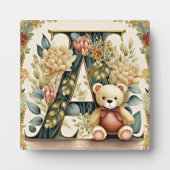 Bloemige teddybeer letter A Fotoplaat (Voorkant)