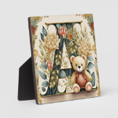 Bloemige teddybeer letter A Fotoplaat (Voorkant)