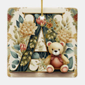 Bloemige teddybeer letter A Keramisch Ornament (Achterkant)