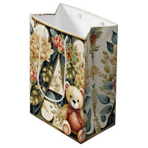 Bloemige teddybeer letter A
