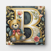 Bloemige teddybeer letter B Fotoplaat (Voorkant)
