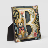 Bloemige teddybeer letter B Fotoplaat (Voorkant)