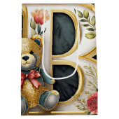 Bloemige teddybeer letter B Medium Cadeauzakje (Achterkant)