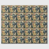 Bloemige teddybeer letter C Cadeaupapier (Vlak)