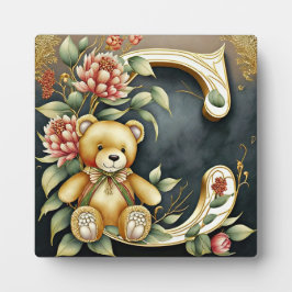 Bloemige teddybeer letter C Fotoplaat